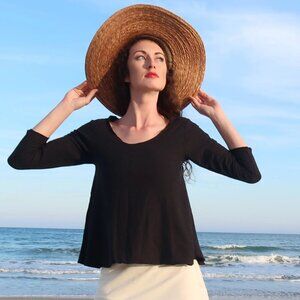 Gaia Conceptions Slip Wanderer Crop Shirt in NATURAL, XL